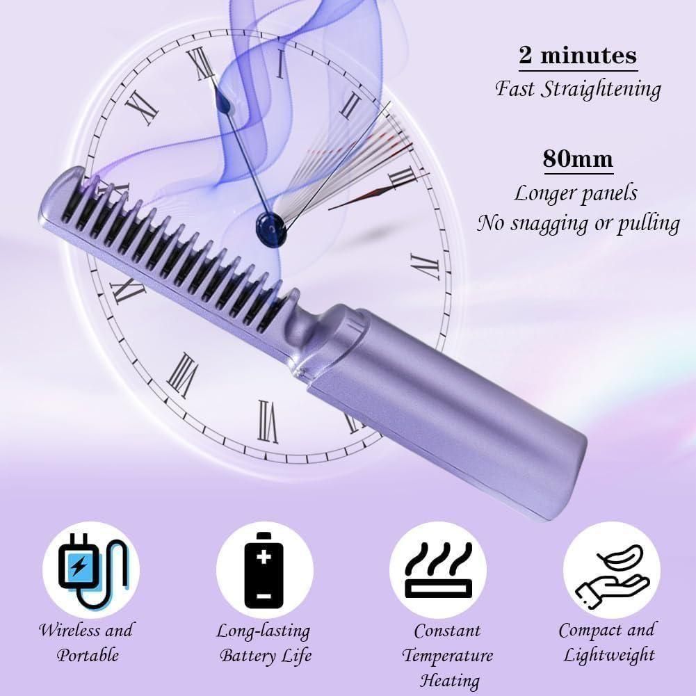 Meneflix™ Portable Cordless Mini Hair Straightener & Hot Comb