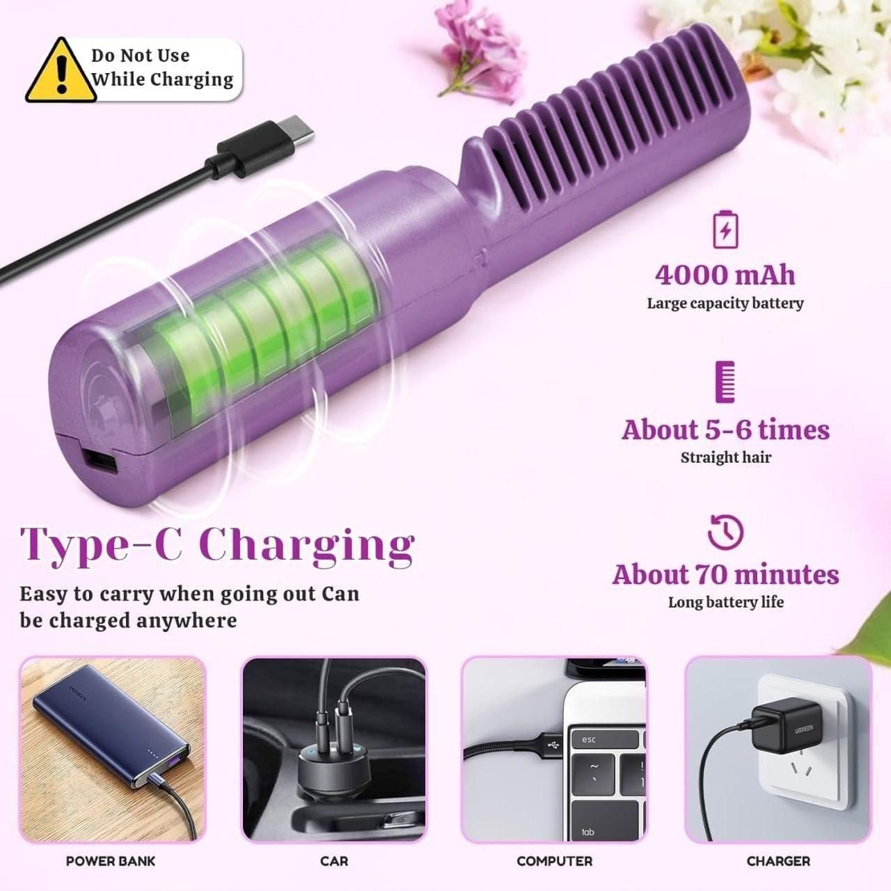 Meneflix™ Portable Cordless Mini Hair Straightener & Hot Comb
